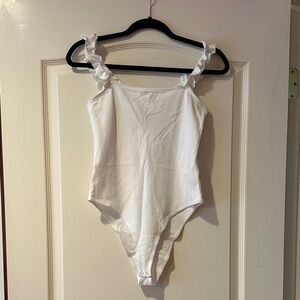 Forever 21 White Ruffled Bodysuit